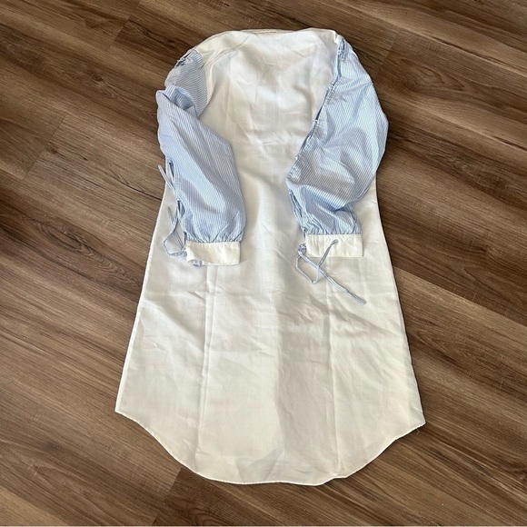 Covering Story Blue White Long Sleeve Button Up Dress Fit Best Women Medium - Picture 9 of 10